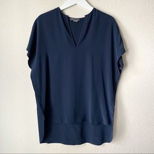 Vince short sleeve v-neck popover silk blouse